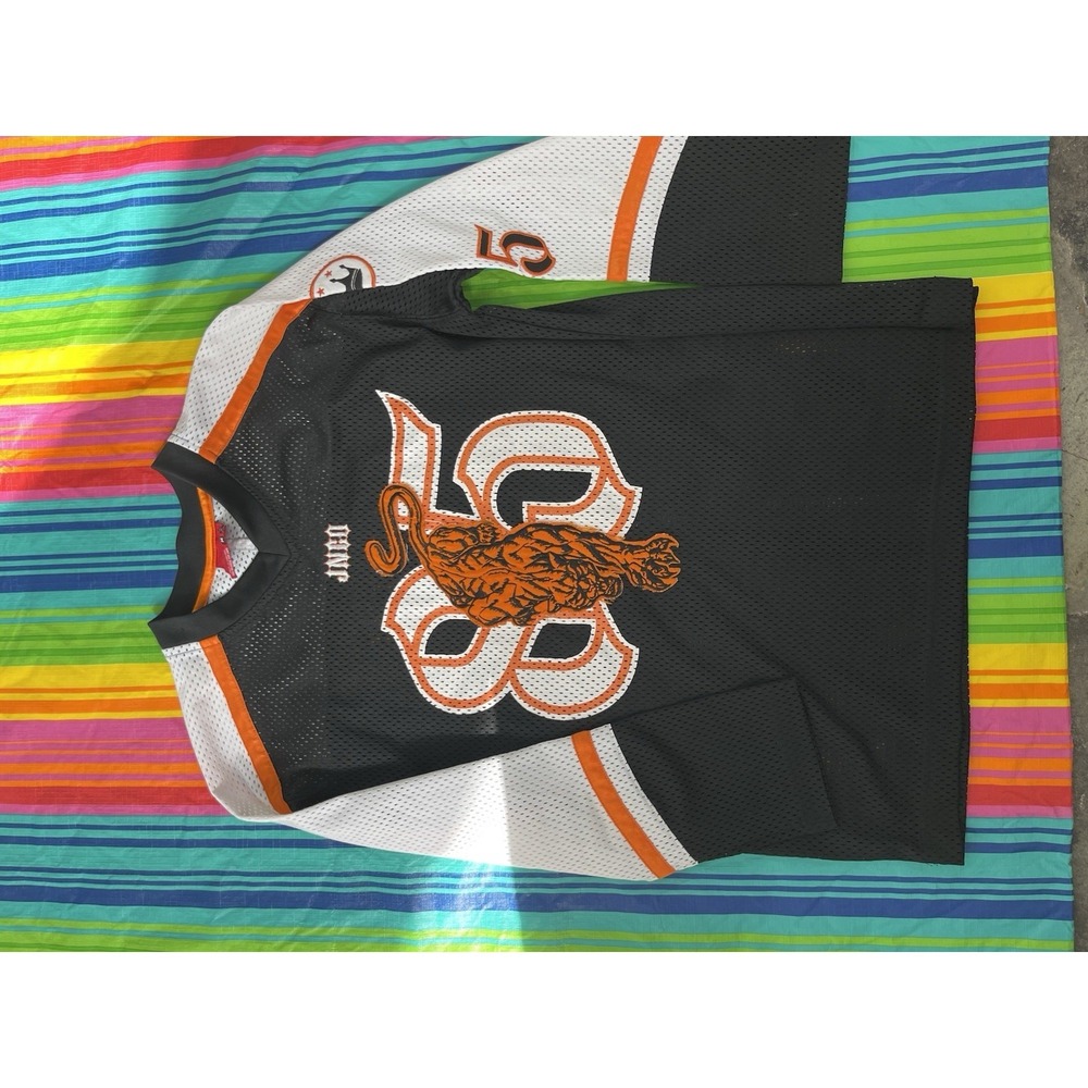 Vintage JNCO Jeans Mesh Jersey Panther 85 Black Orange White Mens M Rare H60